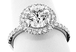 2.52 Carat GIA Round Brilliant Diamond - Platinum Halo Engagement Ring
