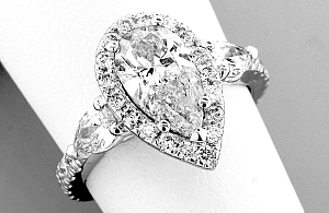 1.70 Carat GIA Pear Shape Diamond Engagement Ring 