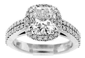 2.90 CT GIA Cushion Cut Diamond - PLATINUM Halo Engagement Ring