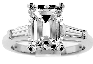 3.01 GIA Emerald Cut Platinum Eng Ring