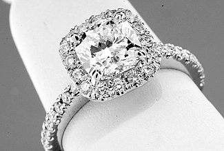 2.02 Carat TW GIA CUSHION Cut Diamond - Platinum HALO Engagement Ring