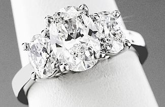 2.70 Carat GIA Three-Stone OVAL Diamond Engagement Ring