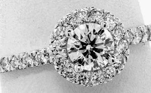 .91 CT TW ROUND BRILLIANT ENG RING  GIA J/SI1 14K WG