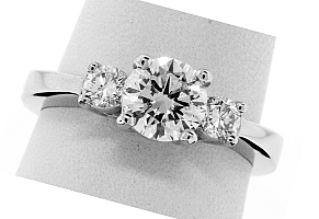 1.23 CT GIA IDEAL-CUT Round Brilliant Three-Stone Platinum Engagement Ring