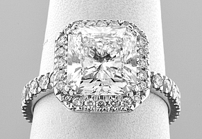 3.79 Carat GIA Radiant Cut - Platinum Halo Engagement Ring