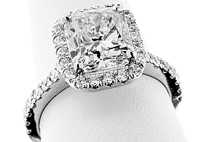 3.56 Carat GIA Cushion Cut - Platinum Halo Engagement Ring