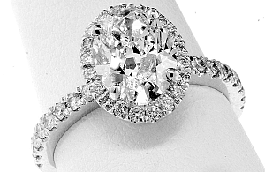 2.51 Carat GIA OVAL -Platinum Halo Engagement Ring