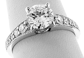 1.32 Carat GIA Round Brilliant DIamond Engagement Ring - PLATINUM