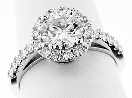 1.63 Carat GIA Round Brilliant - Platinum HALO Engagement Ring