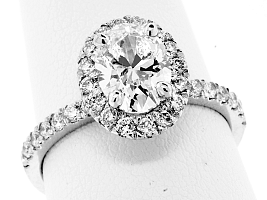 1.70 Carat GIA OVAL - Platinum HALO Engagement Ring 