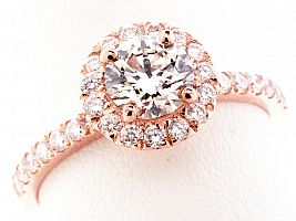 1.28 Carat GIA Round Brilliant - 18K Rose Gold HALO Engagement Ring 