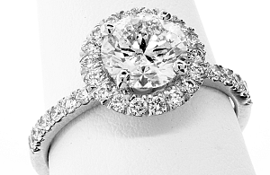 2.11 Carat GIA Round Brilliant - PLATINUM HALO Engagement Ring