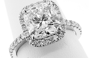 3.76 Carat GIA Cushion Cut - Platinum Halo Engagement Ring 