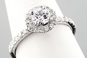 1.01 Carat TW GIA IDEAL CUT Diamond - WG HALO Engagement Ring 