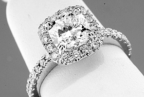 2.02 Carat TW GIA CUSHION Cut Diamond - Platinum HALO Engagement Ring