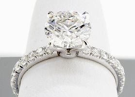 2.13 Carat TW GIA Round Briliant Diamond - Platinum Engagement Ring 