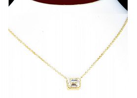 1.01 Carat EMERALD Cut Diamond Necklace - 18 Karat Yellow Gold