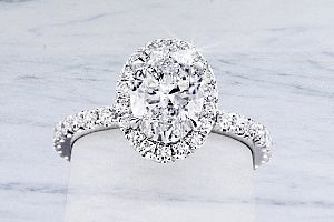 2.00 CTW GIA OVAL  - Platinum HALO Engagement Ring