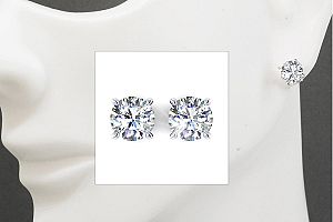 1.22 Carat TW GIA IDEAL Cut Diamond Stud Earrings - 14K WG Setting 