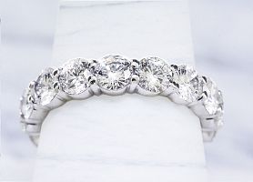 3.42 Carat GEM Quality ROUND Brilliant Diamond Eternity Ring - Platinum 