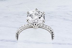 2.90 CTW GIA IDEAL Cut ROUND BRILLIANT Diamond Engagement Ring - Platinum 