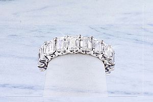 5.80 Carat GIA Certified Emerald Cut Diamond Eternity Ring 