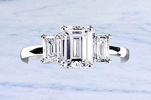 2.36 Carat THREE-Stone GIA EMERALD CUT Engagement Ring