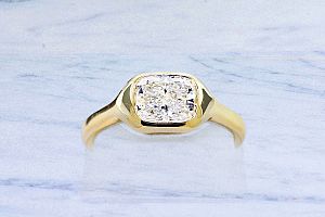 1.20 Carat Elongated CUSHION Cut - 14K Yellow Gold Engagement Ring  