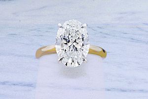 3.51 Carat BEAUTIFUL GIA OVAL Diamond Engagement Ring - Platinum and Yellow Gold