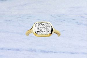 1.71 Carat Elongated  CUSHION Cut - 14K Yellow Gold Engagement Ring 