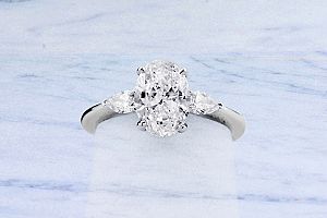 1.76 Carat TW GIA OVAL and PEAR SHAPE Diamond Ring - Platinum