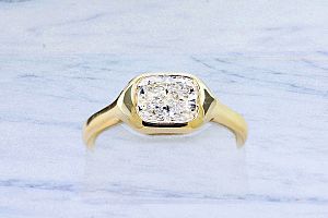 1.20 Carat Elongated CUSHION Cut - 14K Yellow Gold Engagement Ring  