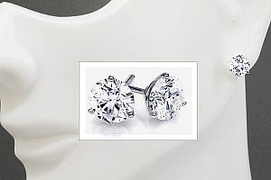 1.31 Carat GIA IDEAL Cut Diamond Stud Earrings - GIA I/VS2 -14K WG Martini Setting 