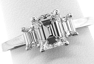 1.80 CT TW GIA Emerald Cut Three-Stone Engagement Ring - GIA