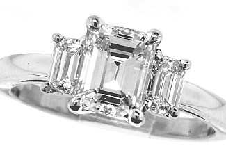 1.80 CT TW GIA Emerald Cut Three-Stone Engagement Ring - GIA