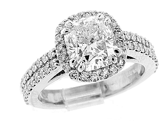 2.90 CT GIA Cushion Cut Diamond - PLATINUM Halo Engagement Ring