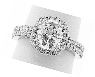 2.90 CT GIA Cushion Cut Diamond - PLATINUM Halo Engagement Ring