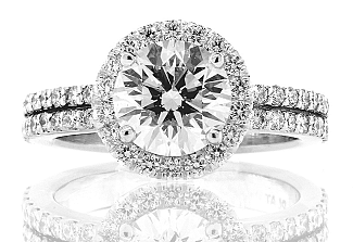 2.50 CT TW GIA Round Brilliant - Platinum Halo Engagement Ring