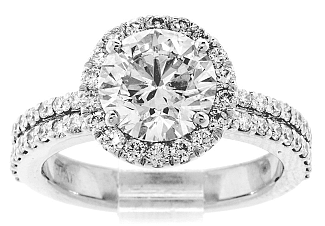 2.50 CT TW GIA Round Brilliant - Platinum Halo Engagement Ring