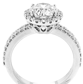2.50 CT TW GIA Round Brilliant - Platinum Halo Engagement Ring