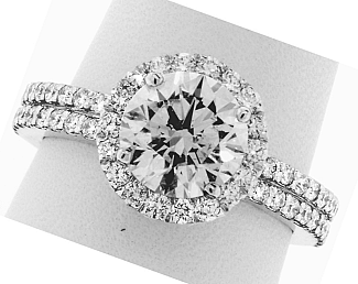 2.50 CT TW GIA Round Brilliant - Platinum Halo Engagement Ring
