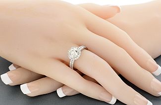 2.50 CT TW GIA Round Brilliant - Platinum Halo Engagement Ring