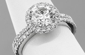 2.50 CT TW GIA Round Brilliant - Platinum Halo Engagement Ring