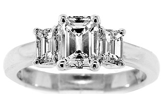 1.63 CT GIA Emerald Cut Three-Stone Platinum Engagement Ring 