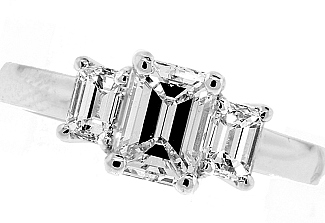 1.63 CT GIA Emerald Cut Three-Stone Platinum Engagement Ring 