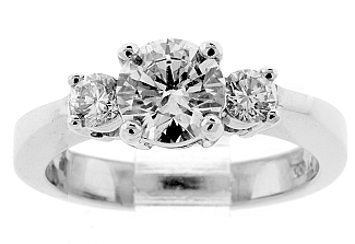 1.23 CT GIA IDEAL-CUT Round Brilliant Three-Stone Platinum Engagement Ring