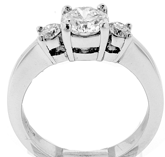 1.23 CT GIA IDEAL-CUT Round Brilliant Three-Stone Platinum Engagement Ring