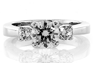 1.23 CT GIA IDEAL-CUT Round Brilliant Three-Stone Platinum Engagement Ring