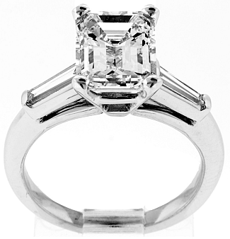 3.01 GIA Emerald Cut Platinum Eng Ring