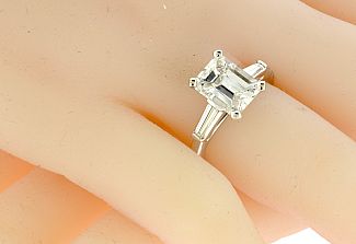 3.01 GIA Emerald Cut Platinum Eng Ring